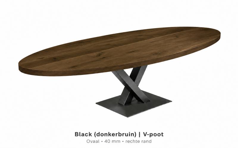 Ovale eiken eettafel 40 mm &ndash; zelf samenstellen